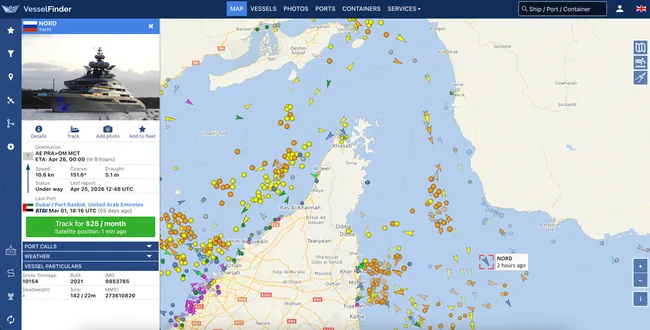 142-метровая суперъяхта «Норд», связанная с бизнесменом Алексеем Мордашовым и находящаяся под санкционным давлением, вышла из Дубая и пересекла Ормузский пролив по пути в Оман. В тот же период через пролив прошли и другие суда, в том числе танкеры под американскими санкциями.