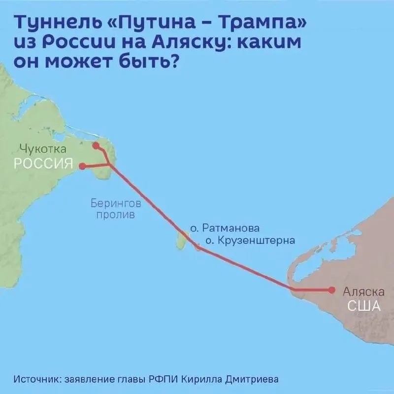 Планируют тоннель через&nbsp;Берингов пролив между&nbsp;Чукоткой и&nbsp;Аляской