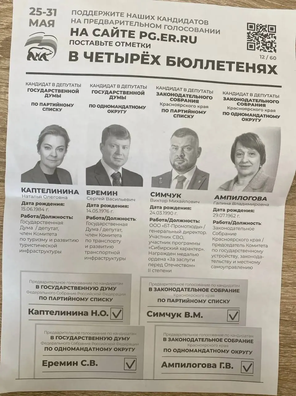 Администрации ряда регионов рассылают предприятиям указания регистрироваться и голосовать на праймериз «ЕР», иногда с перечислением конкретных кандидатур; сигналы поступают из Красноярского края, Новосибирской области, Нижнего Новгорода, Камчатки и Владивостока.