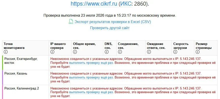 Сайт Центральной избирательной комиссии стал недоступен по всей России после публикации деклараций кандидатов 21–22 июля; официальных комментариев от ЦИК нет.